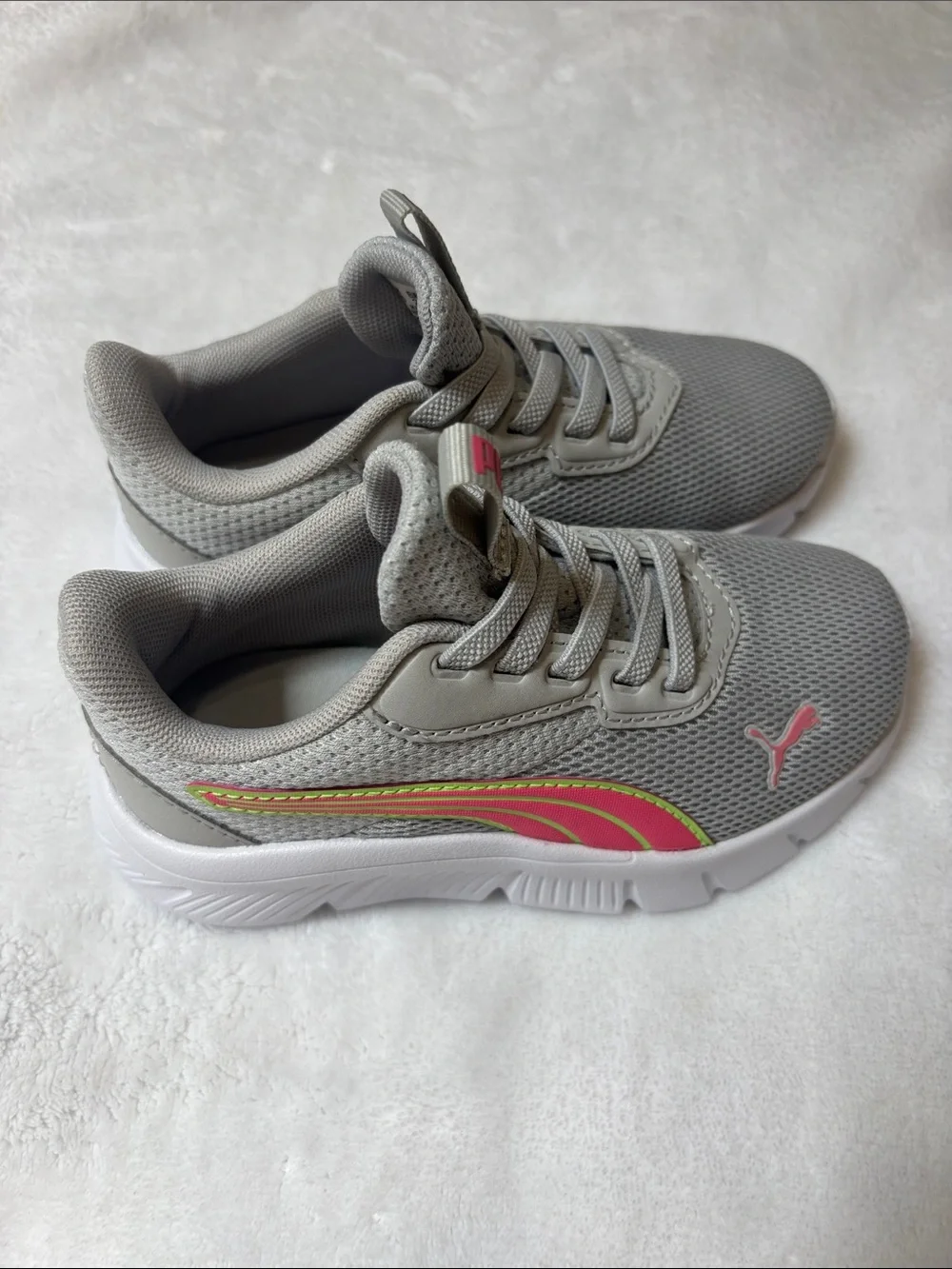 Puma Kids Gray and Pink Mesh Athletic Sneakers